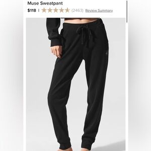 ALO Yoga Women's Black Ribbed Muse Joggers